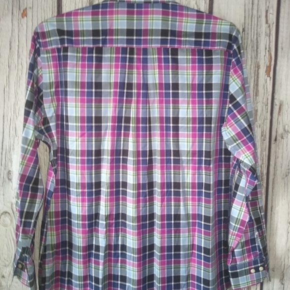 Peter Millar Golf Nanoluxe Multi-Color Plaid Check Button Down Shirt (L) - Picture 2 of 4